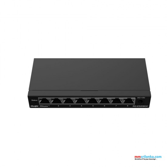 Ruijie RG-ES208GC, 8-Port Gigabit Smart Cloud Managed Non-PoE Switch (3Y)